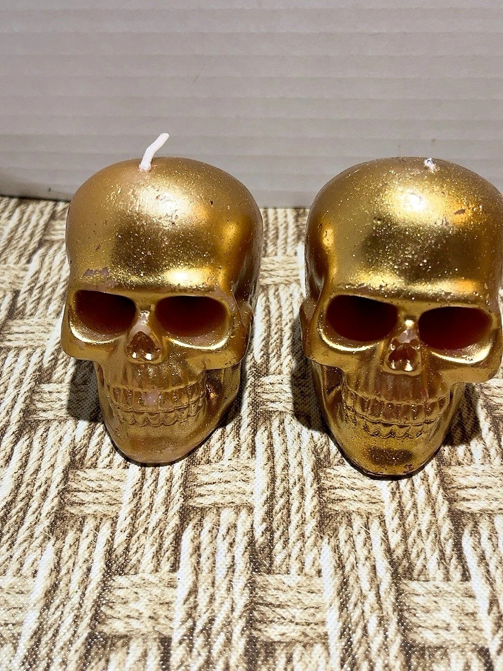 Hobby Lobby Gold Skull Candles Set of 2
